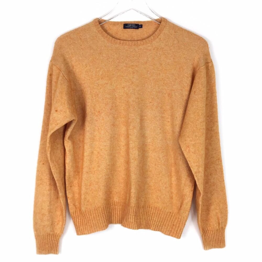 Womens G2000 crew sweater M orange Angora blend Bright Minimalist Classic